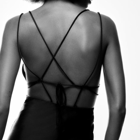 Zara Satin Effect Cut Out Dress - Picture 4 of 10